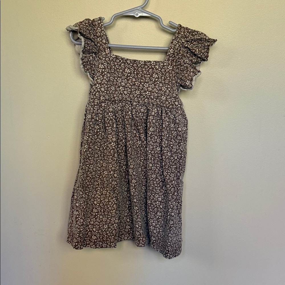 Rylee & Cru Sz 4/5 Floral Brown Kids Dress